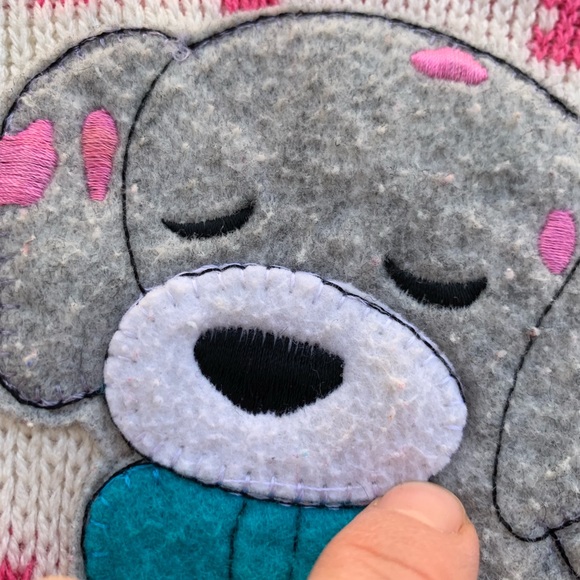 Last call! Vintage 80s Kids Dog & Pink Bows Sweater - Picture 4 of 6